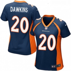 Women's Denver Broncos 20 Brian Dawkins Game Navy Blue Alternate NFL Jersey