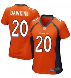 Women's Denver Broncos 20 Brian Dawkins Game Orange Team Color NFL Jersey