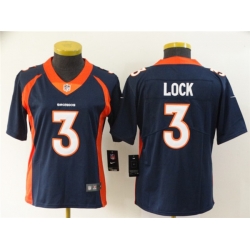 Women's Denver Broncos 3 Drew Lock Navy Vapor Untouchable Limited Jersey
