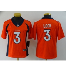 Women's Denver Broncos 3 Drew Lock Orange Vapor Untouchable Limited Jersey