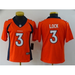 Women's Denver Broncos 3 Drew Lock Orange Vapor Untouchable Limited Jersey