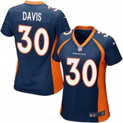 Women's Denver Broncos 30 Terrell Davis Game Navy Blue Alternate NFL Jersey