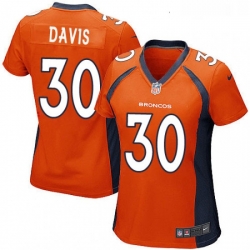 Women's Denver Broncos 30 Terrell Davis Game Orange Team Color NFL Jersey