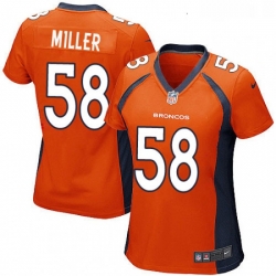 Women's Denver Broncos 58 Von Miller Game Orange Team Color NFL Jersey