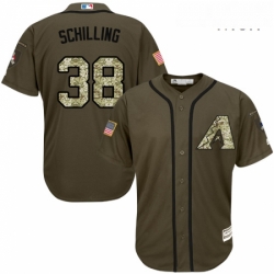 Majestic Arizona Diamondbacks 38 Curt Schilling Green Salute To Service MLB Jersey