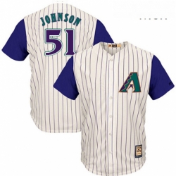 Majestic Arizona Diamondbacks 51 Randy Johnson Authentic Cream Cooperstown Throwback MLB Jersey