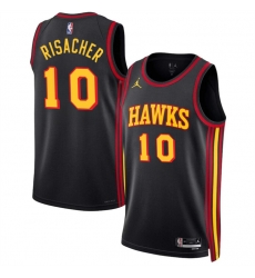 Atlanta Hawks 10 Zaccharie Risacher Black 2024 Draft Statement Edition Stitched Jersey