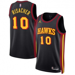 Atlanta Hawks 10 Zaccharie Risacher Black 2024 Draft Statement Edition Stitched Jersey
