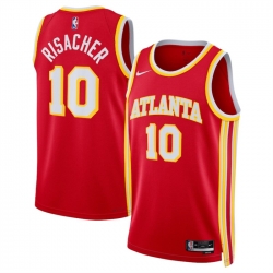 Atlanta Hawks 10 Zaccharie Risacher Red 2024 Draft Icon Edition Stitched Jersey