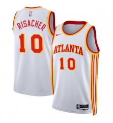 Atlanta Hawks 10 Zaccharie Risacher White 2024 Draft Association Edition Stitched Jersey