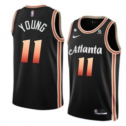 Atlanta Hawks 11 Trae Young Black 2022 23 City Edition With NO 6 Patch Stitched Jersey