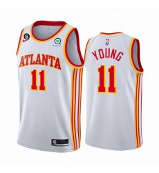 Atlanta Hawks 11 Trae Young White With NO 6 Patch Stitched Jersey