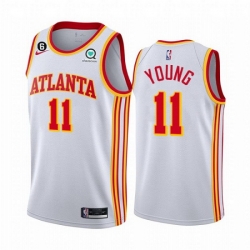 Atlanta Hawks 11 Trae Young White With NO 6 Patch Stitched Jersey