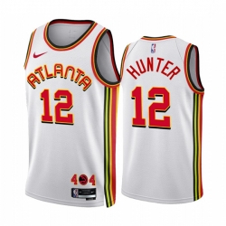 Atlanta Hawks 12 De'Andre Hunter 2022 23 White Association Edition Stitched Jersey