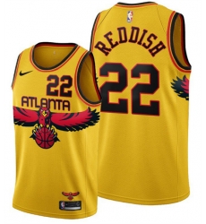 Atlanta Hawks 22 Cam Reddish 2021 22 Yellow City Edition Stitched Jersey