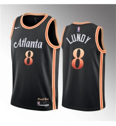 Atlanta Hawks 8 Seth Lundy Black 2023 Draft City Edition Stitched Jersey
