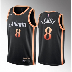 Atlanta Hawks 8 Seth Lundy Black 2023 Draft City Edition Stitched Jersey