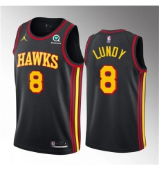 Atlanta Hawks 8 Seth Lundy Black 2023 Draft Statement Edition Stitched Jersey
