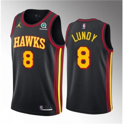 Atlanta Hawks 8 Seth Lundy Black 2023 Draft Statement Edition Stitched Jersey