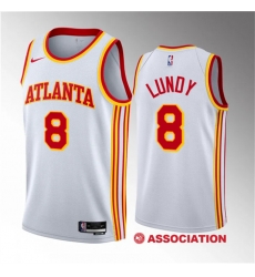 Atlanta Hawks 8 Seth Lundy White 2023 Draft Association Edition Stitched Jersey