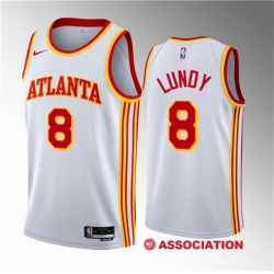 Atlanta Hawks 8 Seth Lundy White 2023 Draft Association Edition Stitched Jersey