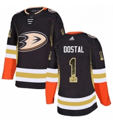 Anaheim Ducks 1 Lukas Dostal Black Drift Fashion NHL jersey