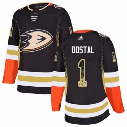 Anaheim Ducks 1 Lukas Dostal Black Drift Fashion NHL jersey