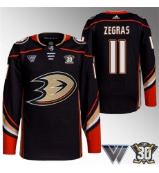 Anaheim Ducks 11 Trevor Zegras Black 30th Anniversary Stitched Jersey