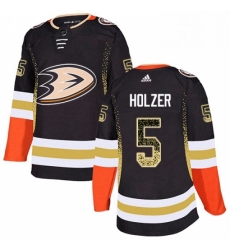 Anaheim Ducks 5 Korbinian Holzer Black Drift Fashion NHL jersey