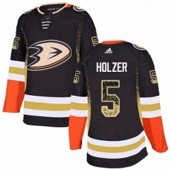 Anaheim Ducks 5 Korbinian Holzer Black Drift Fashion NHL jersey