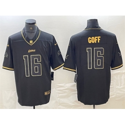 Detroit Lions 16 Jared Goff Black Gold Edition Stitched Jersey