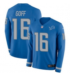Detroit Lions 16 Jared Goff Blue Team Color Stitched NFL Limited Therma Long Sleeve Jersey Detroit Lions 16 Jared Goff Blue Team Color Stitched NFL Limited Therma Long Sleeve Jersey