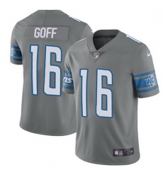 Detroit Lions 16 Jared Goff Gray Stitched NFL Limited Rush Jersey
