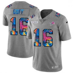 Detroit Lions 16 Jared Goff Multi Color 2020 NFL Crucial Catch NFL Jersey Greyheather