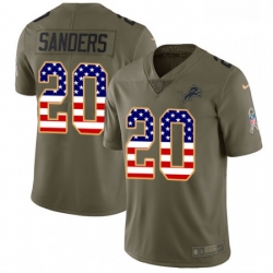 Detroit Lions 20 Barry Sanders Limited OliveUSA Flag Salute To Service NFL Jersey