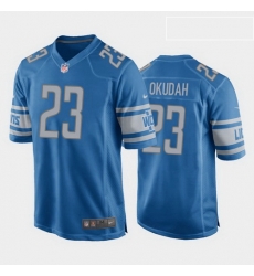 Detroit Lions 23 Jeff Okudah Blue Game Jersey