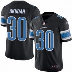 Detroit Lions 30 Jeff Okudah Black Stitched NFL Limited Rush Jersey