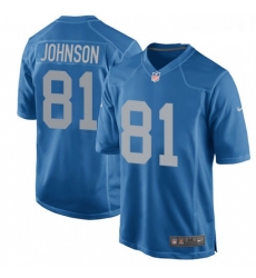Detroit Lions 81 Calvin Johnson Game Blue Alternate NFL Jersey