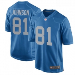 Detroit Lions 81 Calvin Johnson Game Blue Alternate NFL Jersey