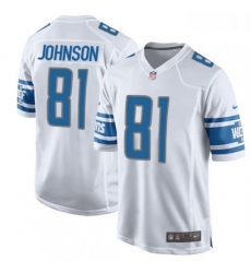 Detroit Lions 81 Calvin Johnson Game White NFL Jersey