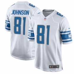 Detroit Lions 81 Calvin Johnson Game White NFL Jersey