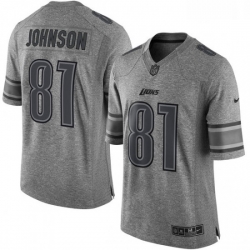 Detroit Lions 81 Calvin Johnson Limited Gray Gridiron NFL Jersey