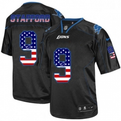 Detroit Lions 9 Matthew Stafford Elite Black USA Flag Fashion NFL Jersey
