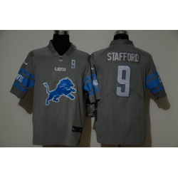 Detroit Lions 9 Matthew Stafford Gray Team Big Logo Number Vapor Untouchable Limited Jersey