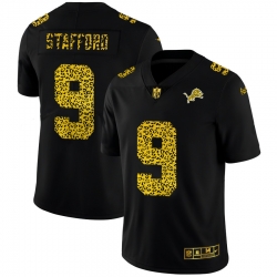 Detroit Lions 9 Matthew Stafford Leopard Print Fashion Vapor Limited NFL Jersey Black