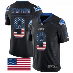 Detroit Lions 9 Matthew Stafford Limited Black Rush USA Flag NFL Jersey