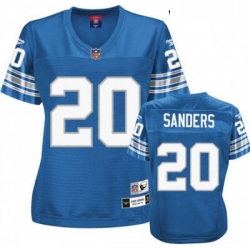 Reebok Women's Detroit Lions 20 Barry Sanders Blue Throwback Team Color Replica Throwback NFL Jersey
