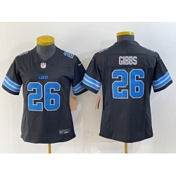 Women's Detroit Lions 26 Jahmyr Gibbs Black 2024 F U S E 2nd Alternate Vapor Limited Stitched