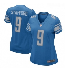 Women's Detroit Lions 9 Matthew Stafford Game Light Blue Team Color NFL Jersey