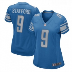 Women's Detroit Lions 9 Matthew Stafford Game Light Blue Team Color NFL Jersey